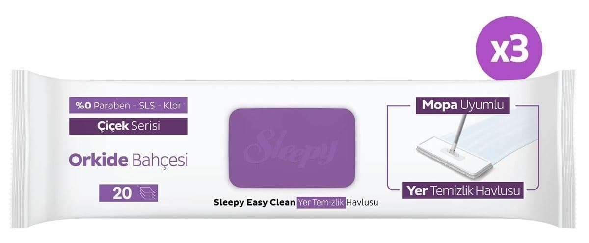 دستمال تمیزکننده کف Sleepy Easy Clean سازگار با موپ رایحه باغ ارکیده 3X20 (60 برگ) دستمال تمیزکننده کف Sleepy Easy Clean سازگار با موپ رایحه باغ ارکیده 3X20 (60 برگ)