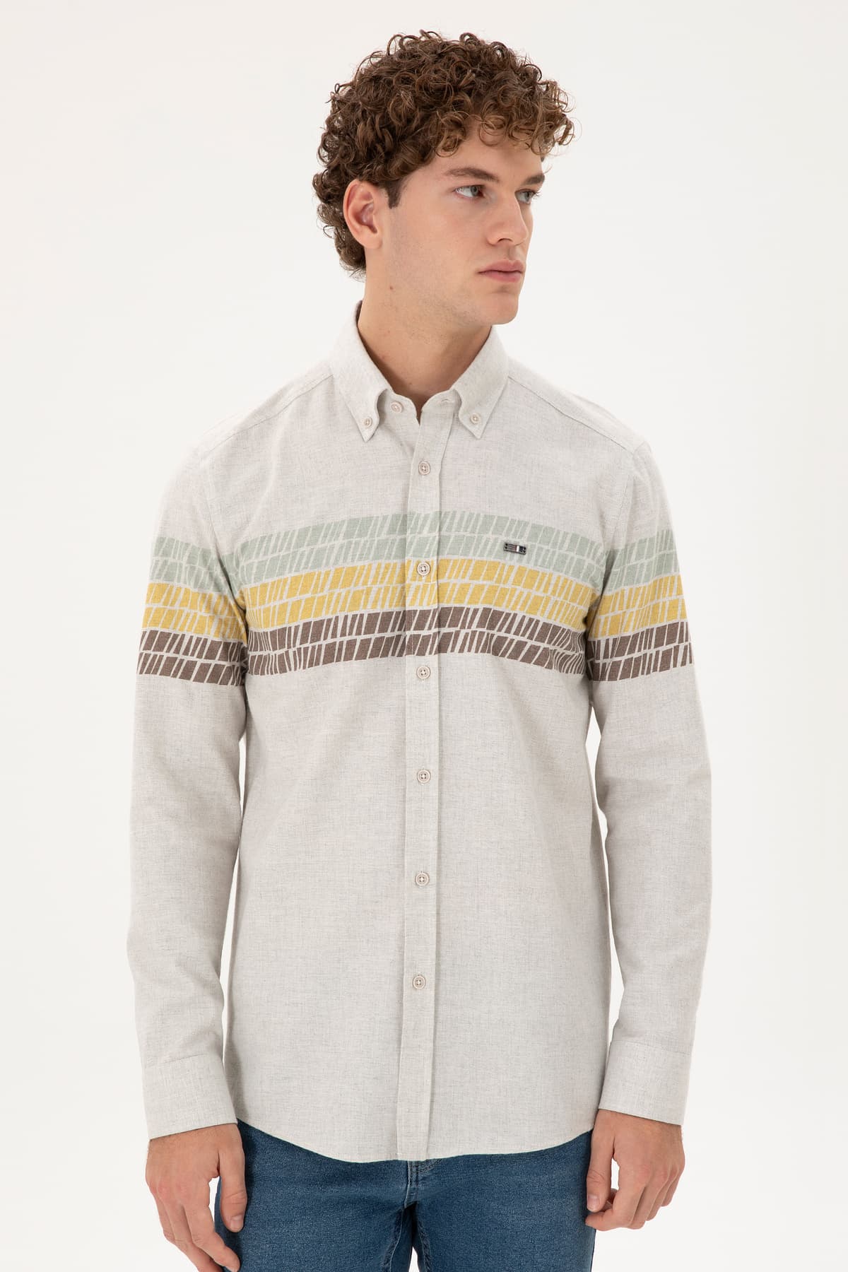 پیراهن آستینبلند مردانه U.S. Polo Assn. کرم روشن مدل 50296600-VR019 پیراهن آستینبلند مردانه U.S. Polo Assn. کرم روشن مدل 50296600-VR019