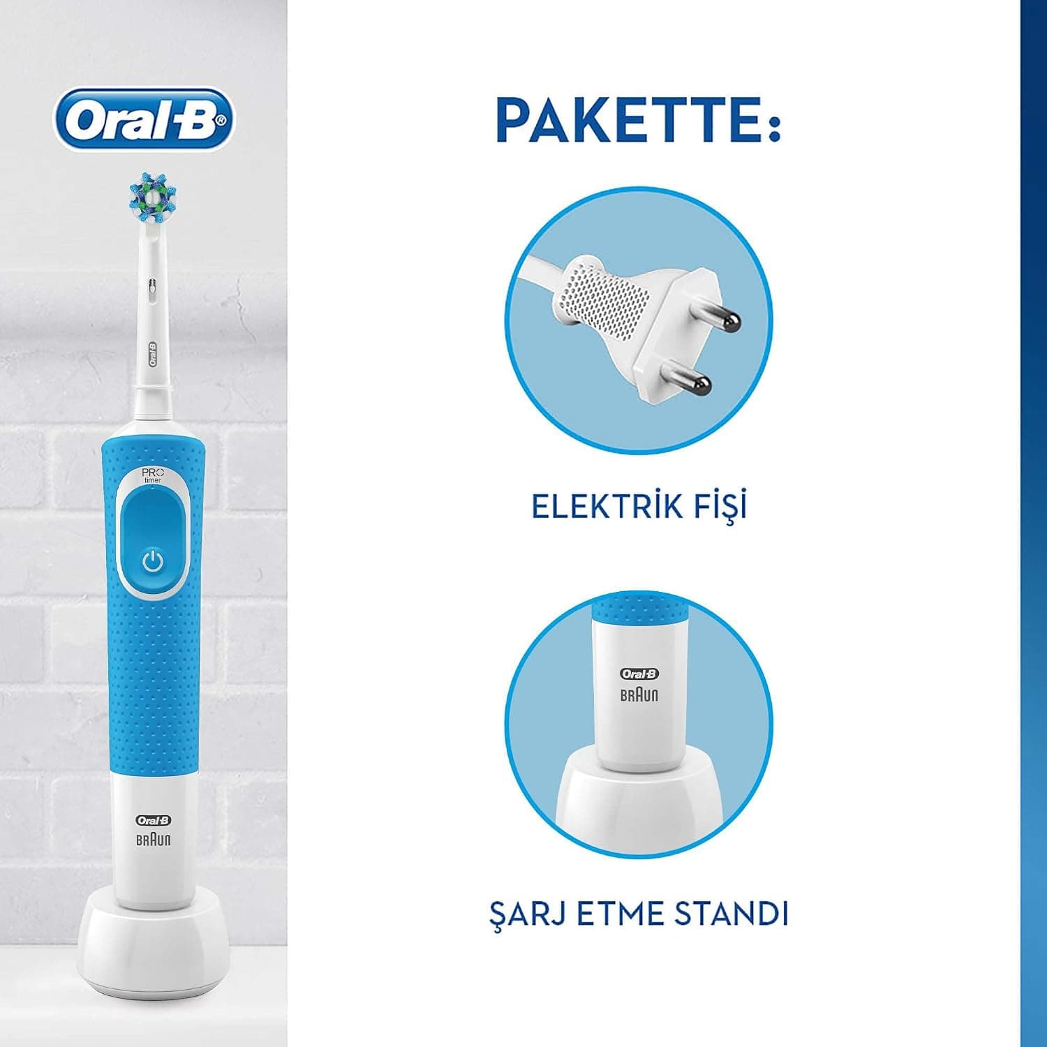 مسواک برقی Oral-B Vitality Cross Action قابل شارژ آبی مدل D100 مسواک برقی Oral-B Vitality Cross Action قابل شارژ آبی مدل D100