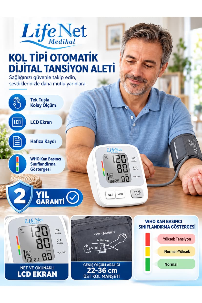 دستگاه فشارسنج بازویی Life Net Medikal با نبضسنج و ورودی USB مدل WBP-108 دستگاه فشارسنج بازویی Life Net Medikal با نبضسنج و ورودی USB مدل WBP-108