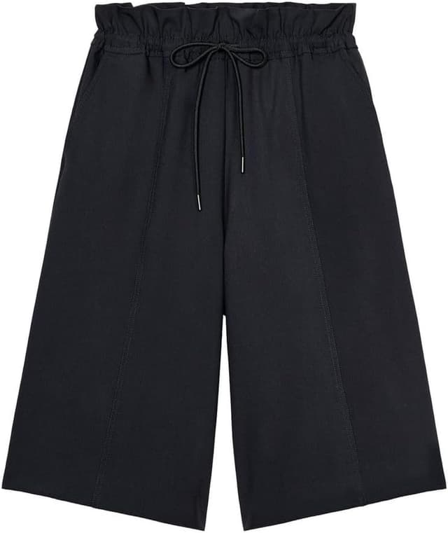شورت برمودا زنانه Zara با کمر والان سرمهای تیره سایز L شورت برمودا زنانه Zara با کمر والان سرمهای تیره سایز L