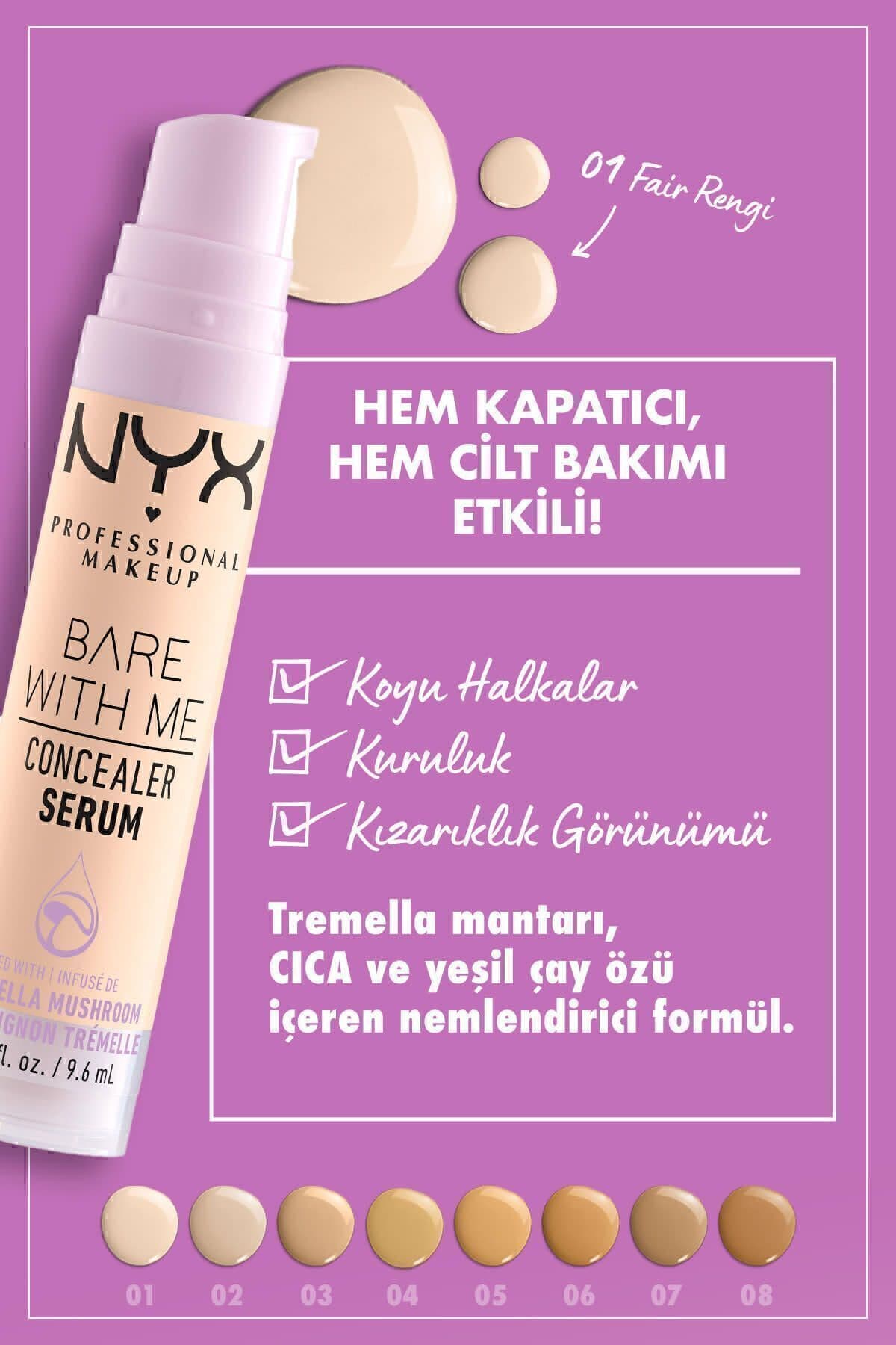 کانسیلر سرمی NYX Professional Makeup Bare With Me رنگ روشن 01 کانسیلر سرمی NYX Professional Makeup Bare With Me رنگ روشن 01