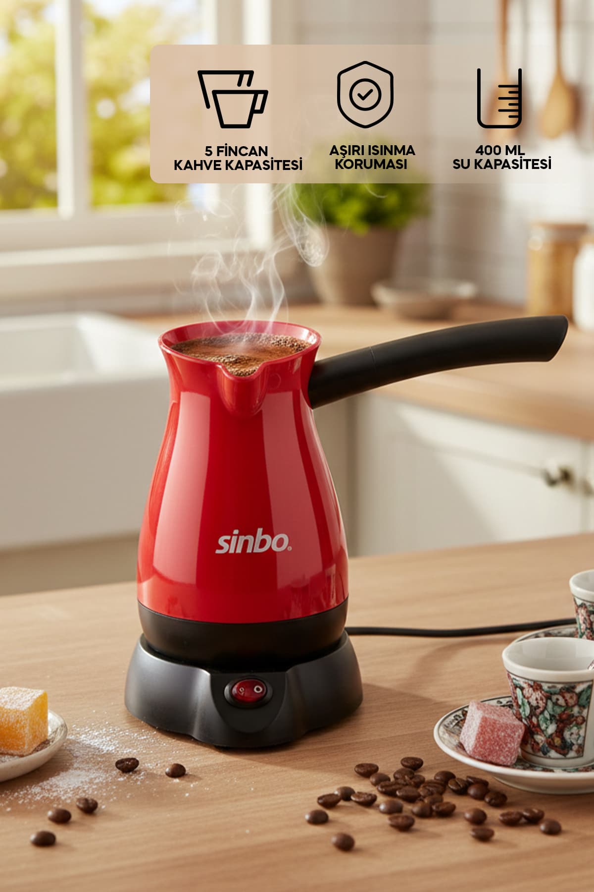 قهوهجوش برقی بیسیم Sinbo قرمز مدل SCM 2948 قهوهجوش برقی بیسیم Sinbo قرمز مدل SCM 2948