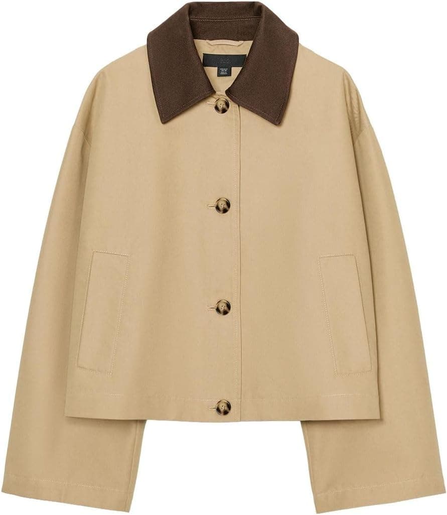 ترنچ کت مردانه Zara کوتاه یقه کنتراست ترنچ کت مردانه Zara کوتاه یقه کنتراست