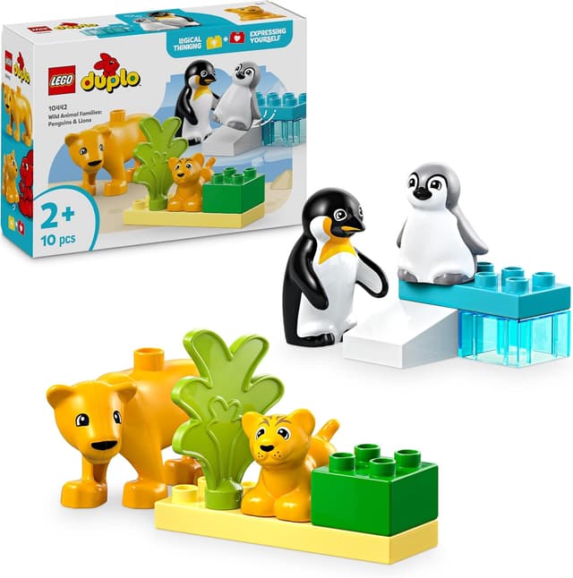 لگو 10442 DUPLO خانوادههای حیوانات وحشی پنگوئنها و شیرها لگو 10442 DUPLO خانوادههای حیوانات وحشی پنگوئنها و شیرها
