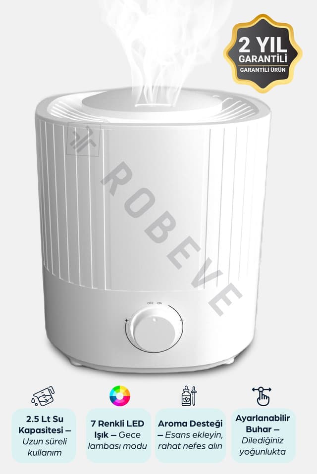 دستگاه رطوبتساز اتاق ROBEVE اولتراسونیک 2.5 Lt دستگاه رطوبتساز اتاق ROBEVE اولتراسونیک 2.5 Lt