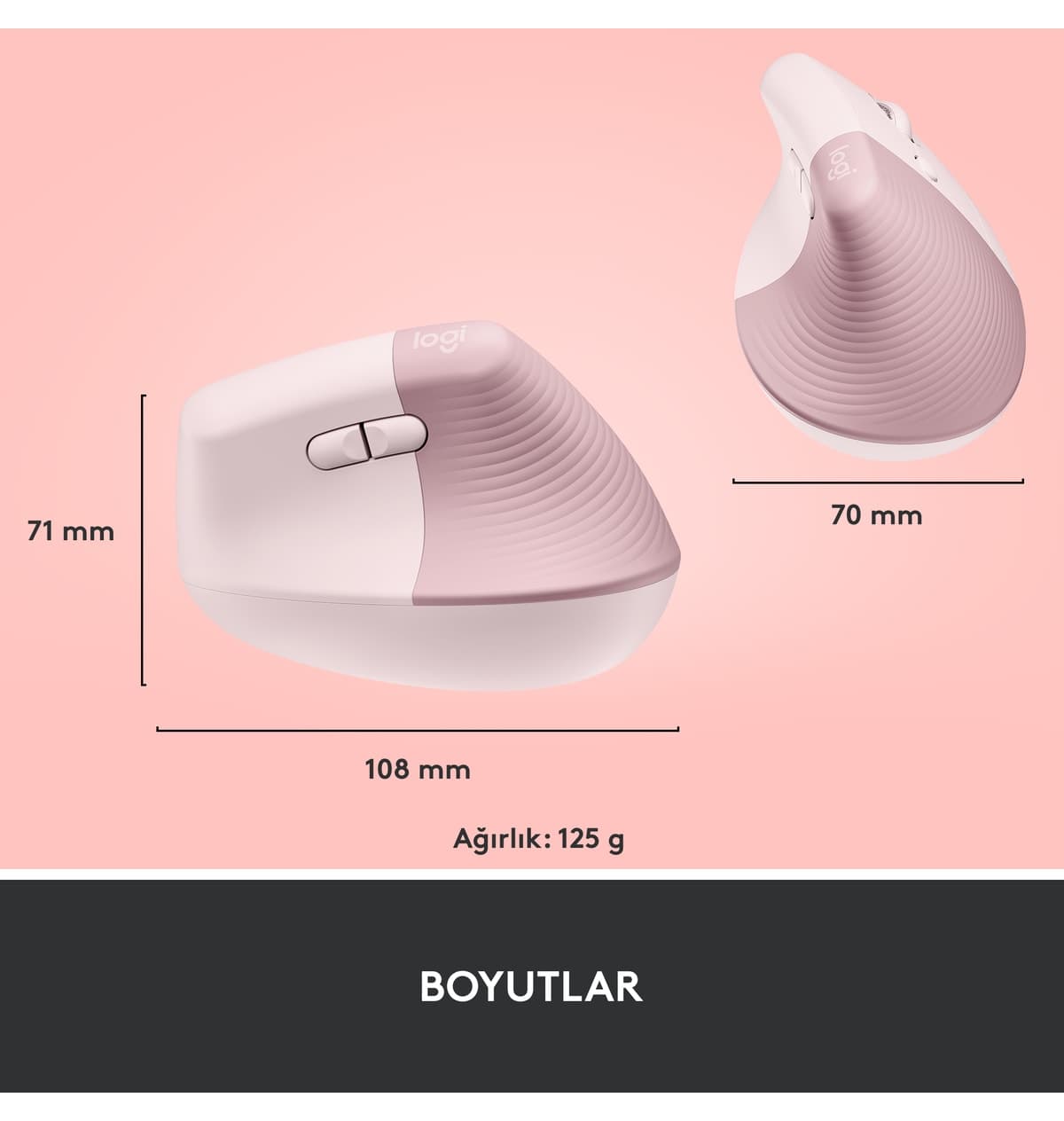 ماوس عمودی ارگونومیک بیسیم کمصدا logitech Lift صورتی مدل 910-006478 ماوس عمودی ارگونومیک بیسیم کمصدا logitech Lift صورتی مدل 910-006478