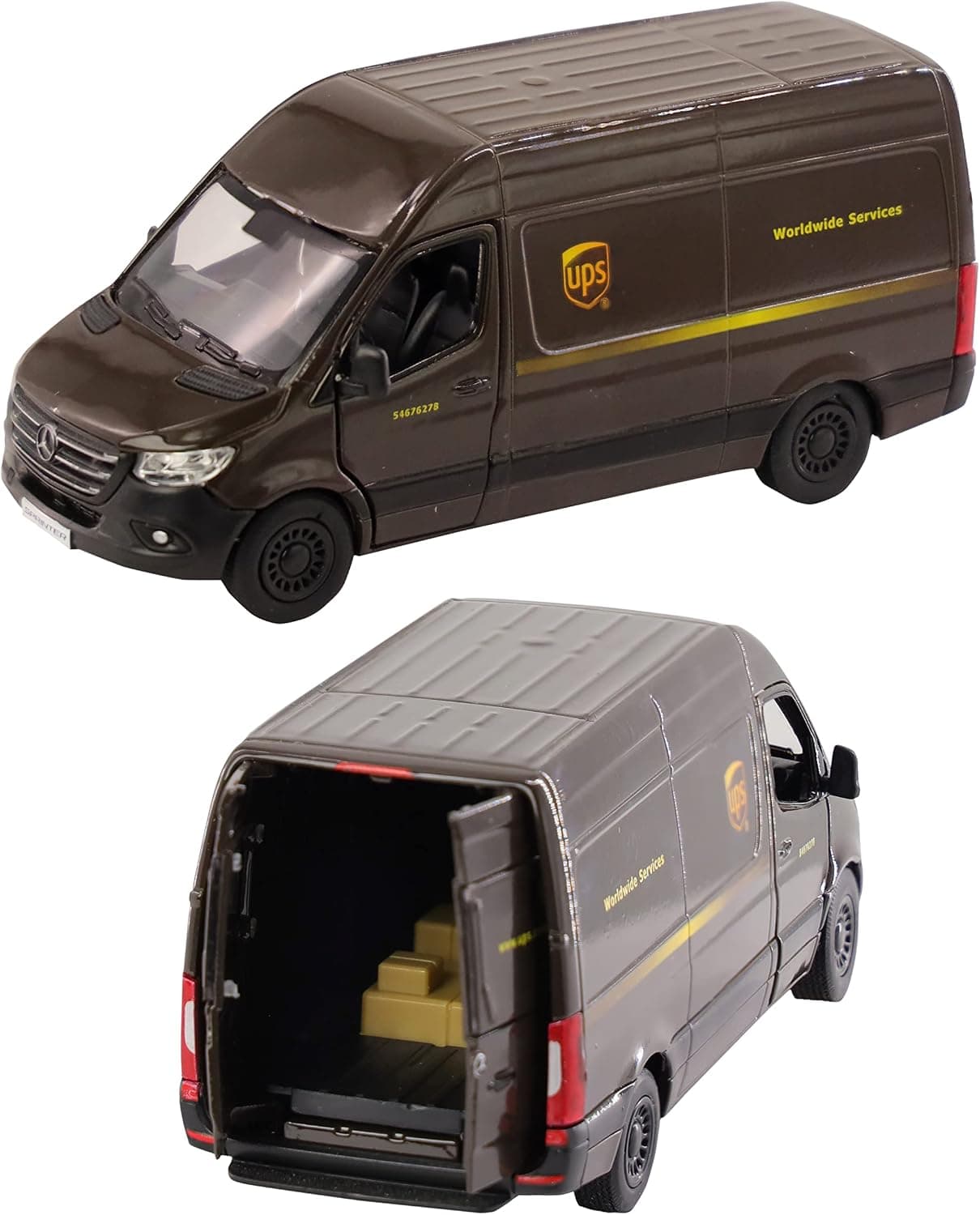 ماشین اسباببازی کودک D.A.Y. Republic ون زرد فلزی Mercedes Benz Sprinter عقبکش مدل DHL Van ماشین اسباببازی کودک D.A.Y. Republic ون زرد فلزی Mercedes Benz Sprinter عقبکش مدل DHL Van