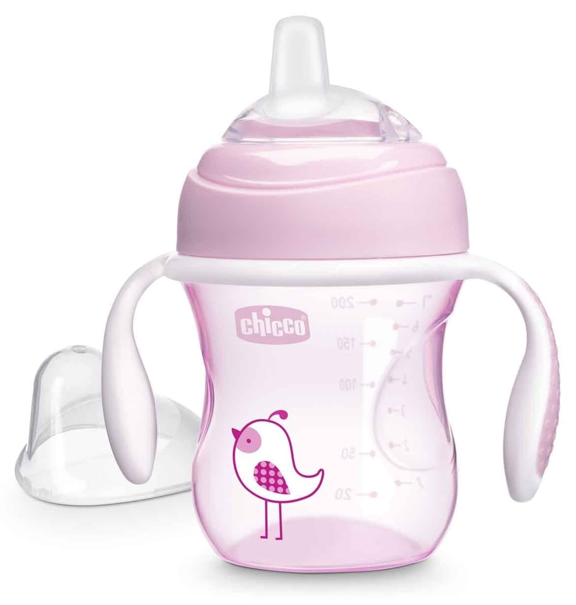 لیوان انتقالی دخترانه Chicco با نوک نرم 4 ماه لیوان انتقالی دخترانه Chicco با نوک نرم 4 ماه