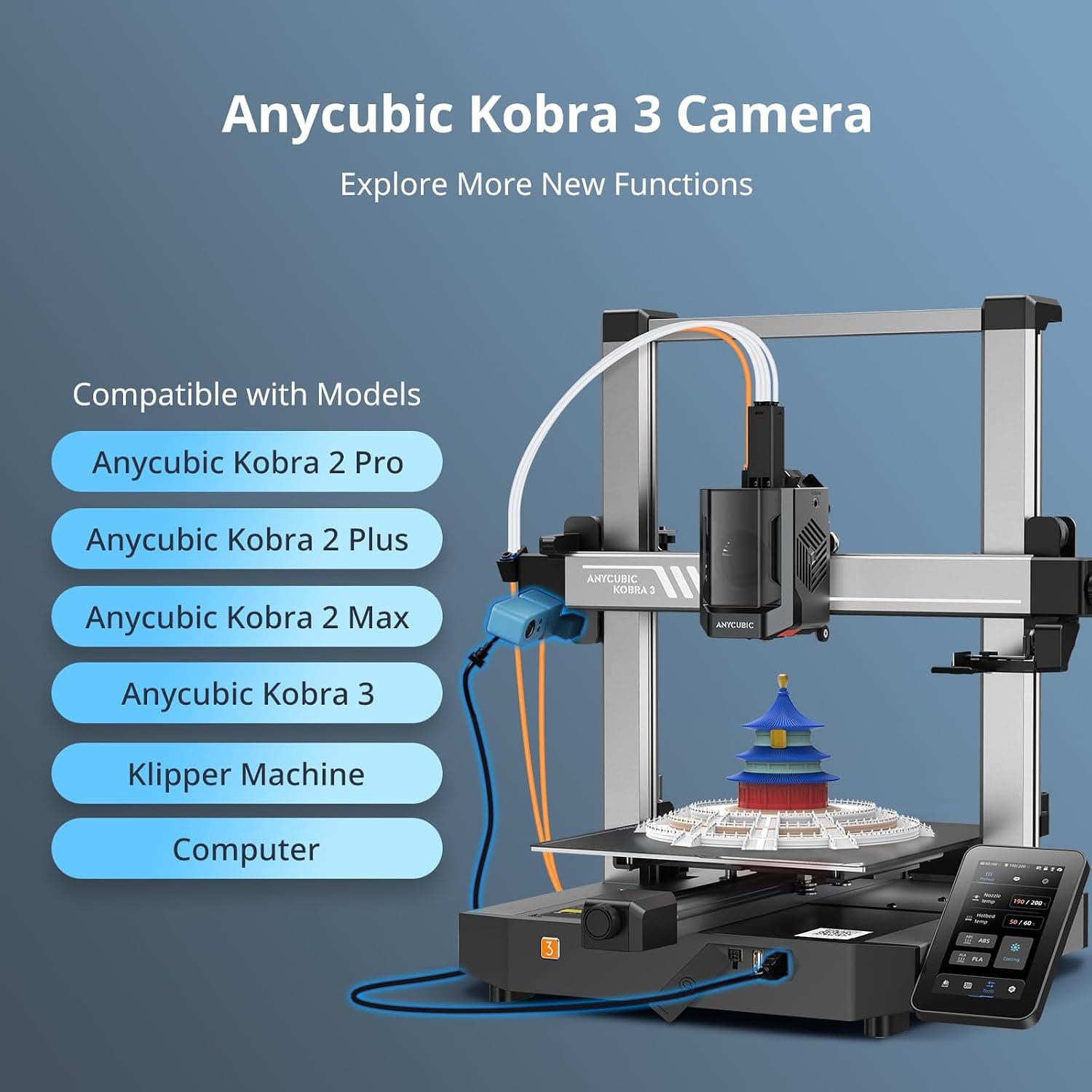 دوربین پرینتر سه بعدی ANYCUBIC نظارت لحظهای و راهدور مدل Kobra 3 دوربین پرینتر سه بعدی ANYCUBIC نظارت لحظهای و راهدور مدل Kobra 3