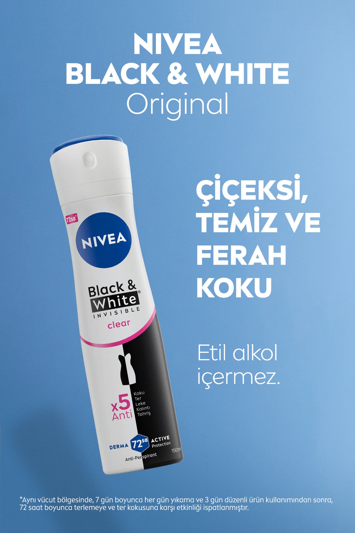 دئودورانت اسپری و رولآن مینی زنانه NIVEA Black&white Clear 150ml دئودورانت اسپری و رولآن مینی زنانه NIVEA Black&white Clear 150ml