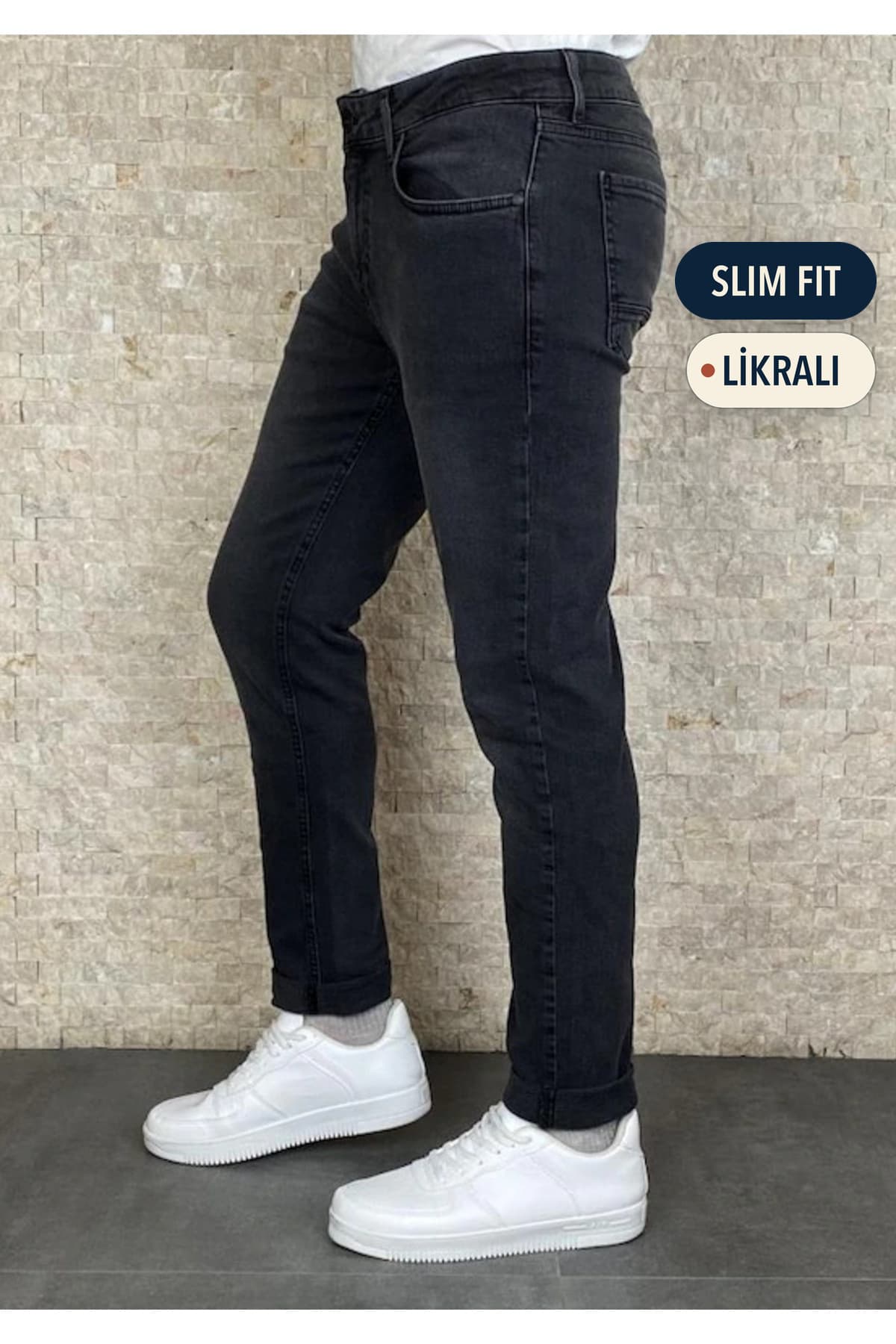 شلوار جین مردانه HLT JEANS آنتراسیت سنگشویی اسلیم فیت لایکرادار مدل HLTHE001947 شلوار جین مردانه HLT JEANS آنتراسیت سنگشویی اسلیم فیت لایکرادار مدل HLTHE001947