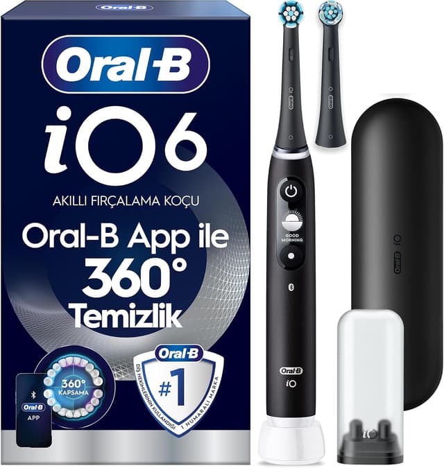 مسواک برقی Oral-B مشکی مدل iO6 همراه با 2 سری، کیف مسافرتی و محفظه سری یدک مسواک برقی Oral-B مشکی مدل iO6 همراه با 2 سری، کیف مسافرتی و محفظه سری یدک