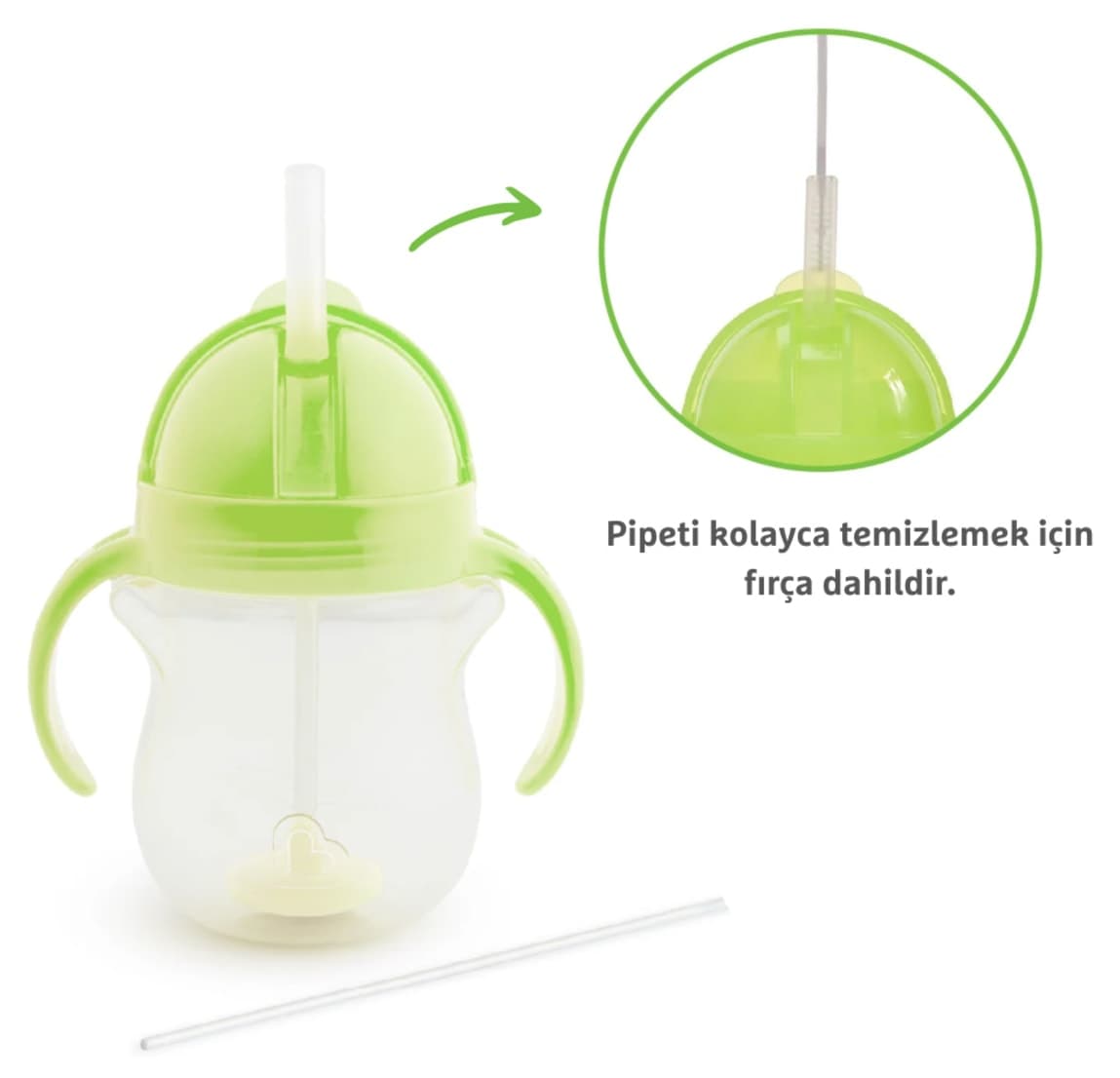 لیوان آموزشی Munchkin با نوک کلیکلاک و نی 207ml سبز 6 ماهه لیوان آموزشی Munchkin با نوک کلیکلاک و نی 207ml سبز 6 ماهه