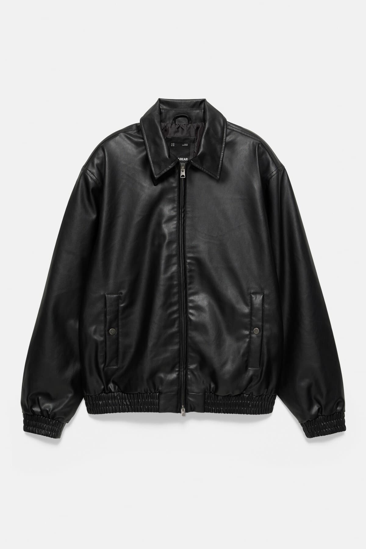 ژاکت چرم مردانه Pull & Bear ساده ژاکت چرم مردانه Pull & Bear ساده