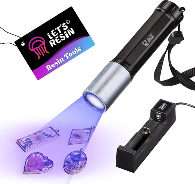 چراغ قوه UV LET'S RESIN برای خشککردن رزین 365Nm مشکی ضدآب شارژی چراغ قوه UV LET'S RESIN برای خشککردن رزین 365Nm مشکی ضدآب شارژی