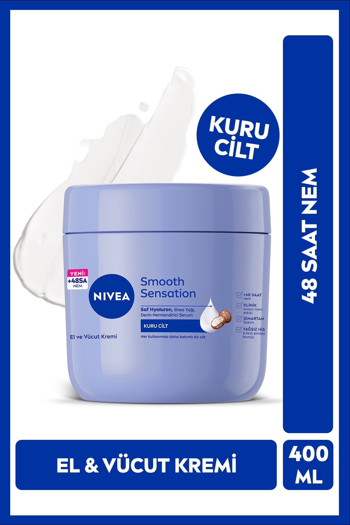 کرم دست و بدن NIVEA Smooth Sensation برای پوست خشک، مرطوبکننده 48 ساعته 400ml کرم دست و بدن NIVEA Smooth Sensation برای پوست خشک، مرطوبکننده 48 ساعته 400ml