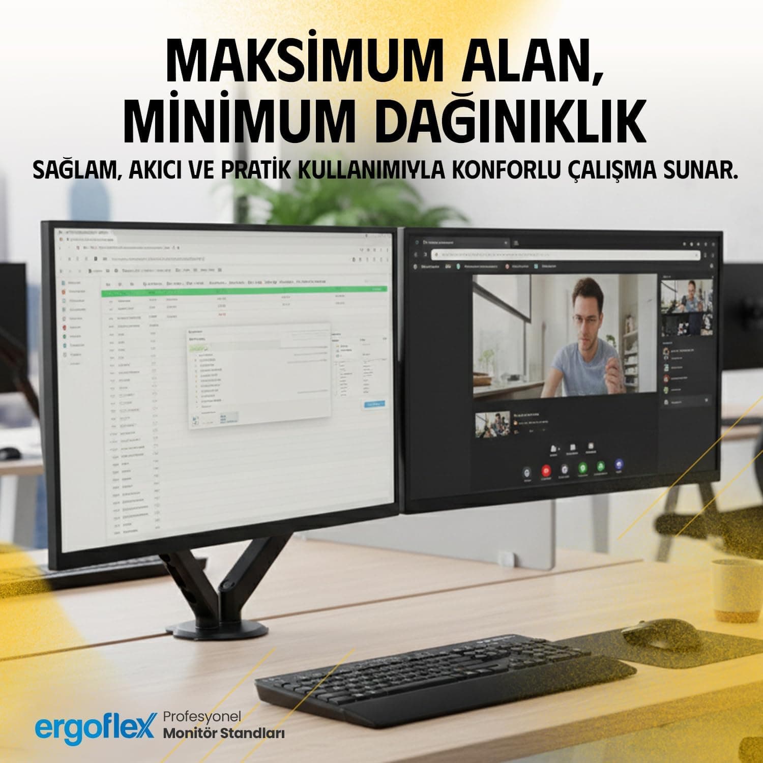 پایه مانیتور دو بازو ergoflex مناسب 17 تا 32 inch با تحمل وزن 2 تا 9 kg و کمکفنر مدل EF X16 پایه مانیتور دو بازو ergoflex مناسب 17 تا 32 inch با تحمل وزن 2 تا 9 kg و کمکفنر مدل EF X16