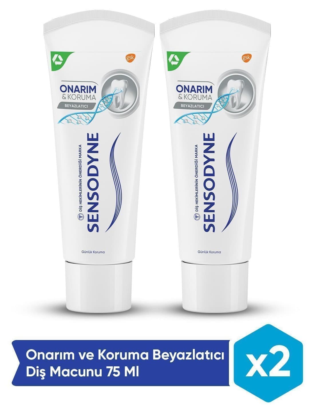 خمیر دندان Sensodyne ترمیم و محافظت سفیدکننده 75ml×2 عدد خمیر دندان Sensodyne ترمیم و محافظت سفیدکننده 75ml×2 عدد