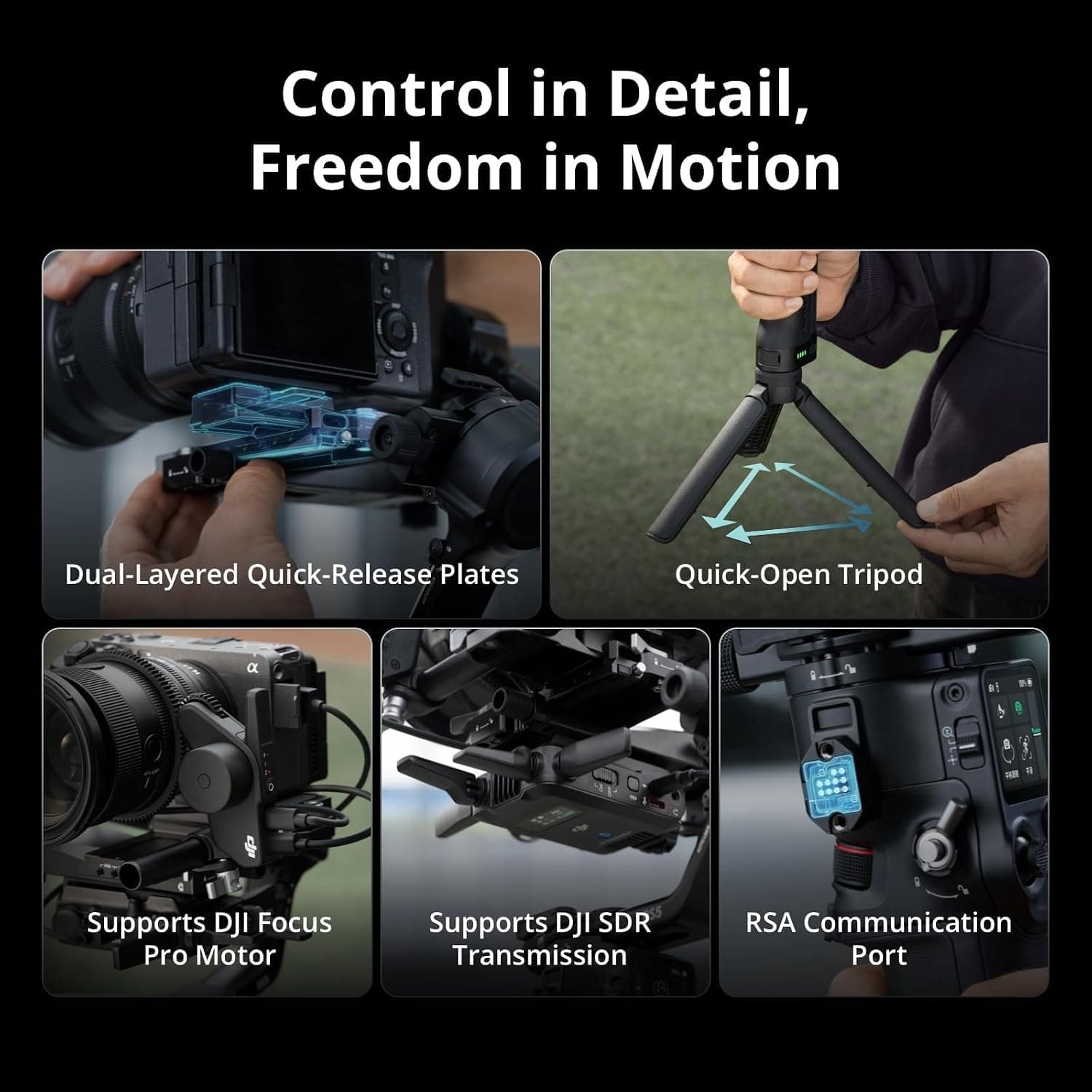 گیمبال لرزشگیر دوربین DJI مدل RS 5 Combo، سازگار با Canon/Sony/Panasonic/Nikon/Fujifilm، ردیابی هوشمند، نسخه امارات با گارانتی رسمی گیمبال لرزشگیر دوربین DJI مدل RS 5 Combo، سازگار با Canon/Sony/Panasonic/Nikon/Fujifilm، ردیابی هوشمند، نسخه امارات با گارانتی رسمی