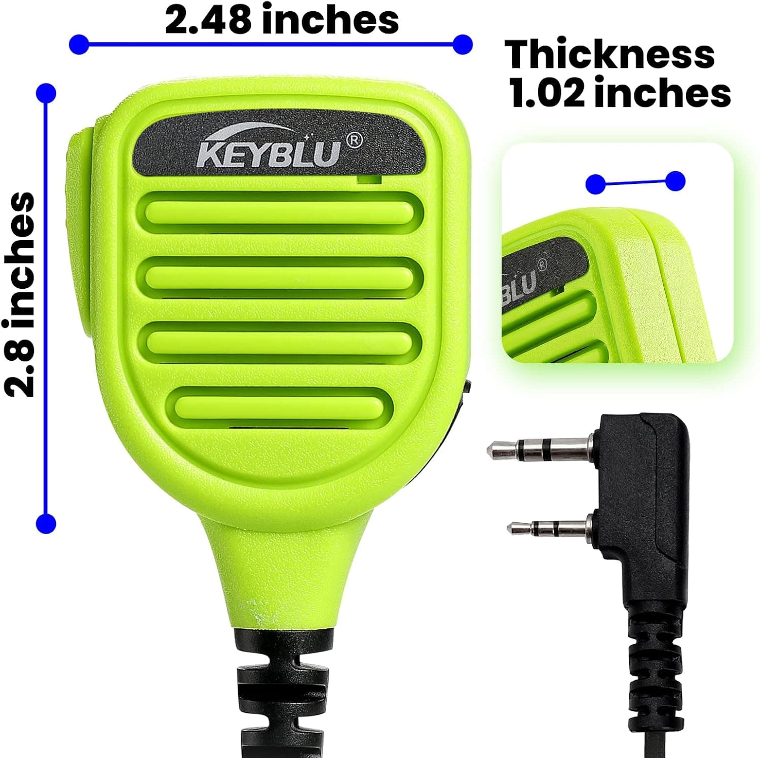 میکروفون بلندگوی شانهای ضدآب KEYBLU دو پین برای رادیوهای BaoFeng UV-5R و Kenwood سبز میکروفون بلندگوی شانهای ضدآب KEYBLU دو پین برای رادیوهای BaoFeng UV-5R و Kenwood سبز