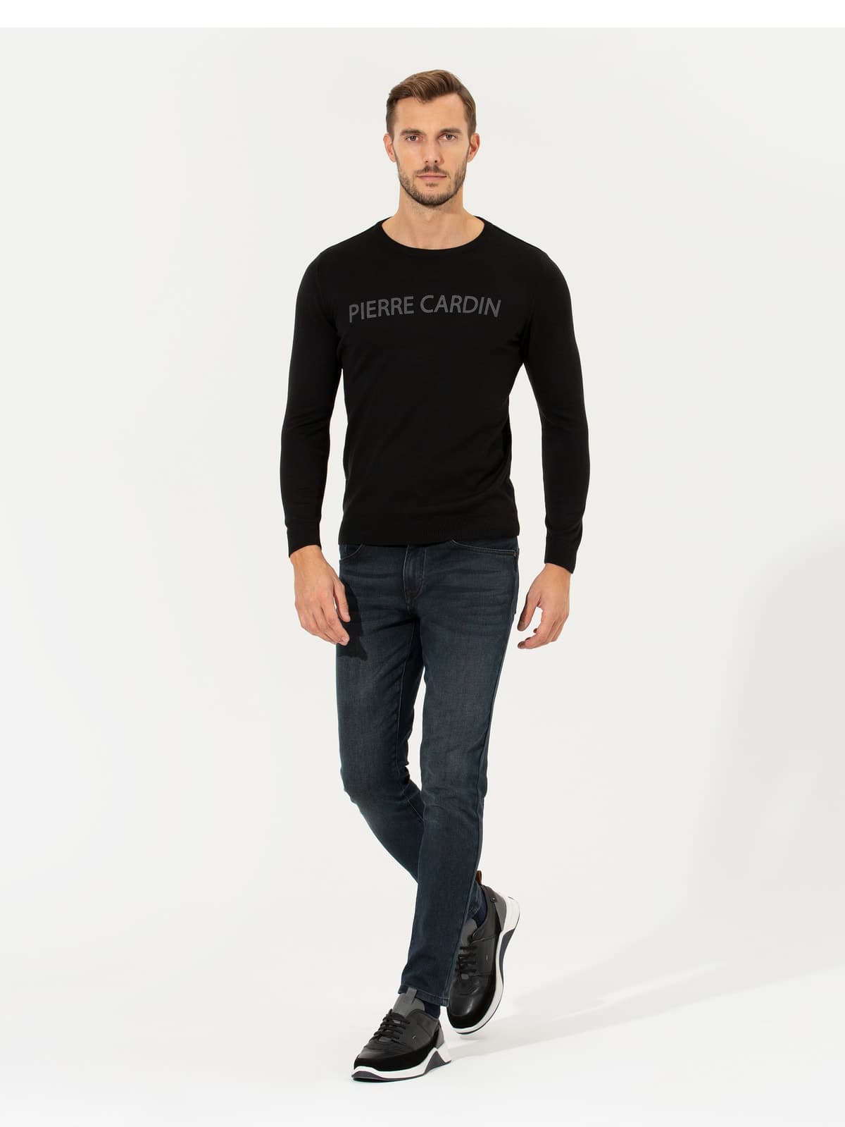 پلیور مردانه Pierre Cardin بافت یقه گرد مشکی اسلیم فیت مدل 50258653-VR046 پلیور مردانه Pierre Cardin بافت یقه گرد مشکی اسلیم فیت مدل 50258653-VR046