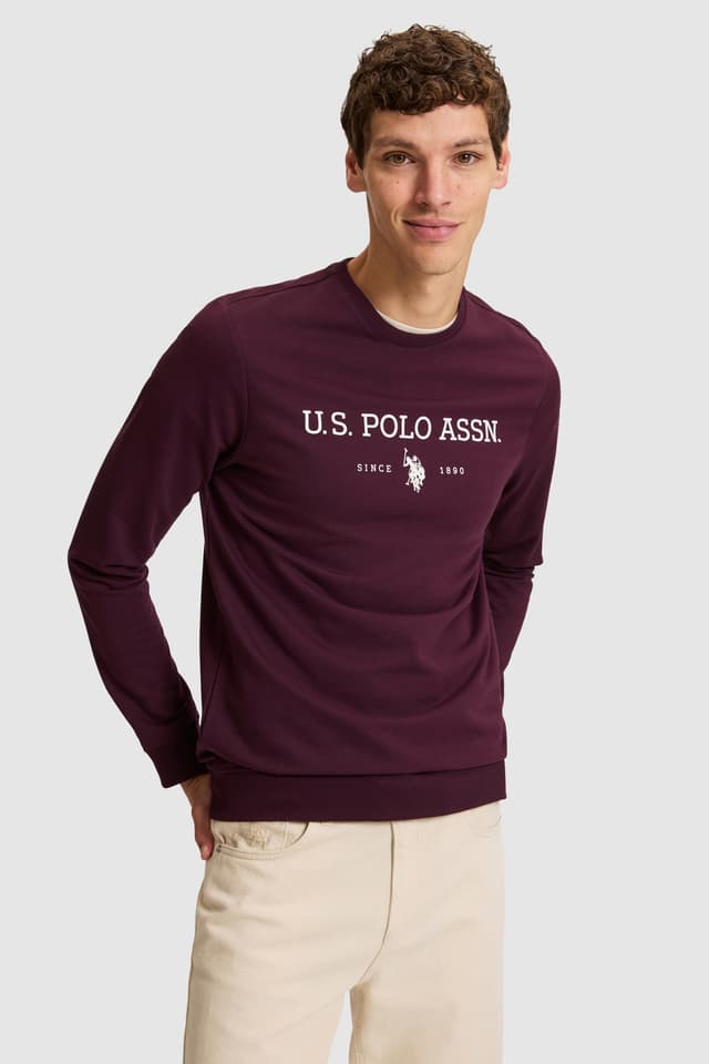سویشرت مردانه U.S. Polo Assn. بوردو ساده مدل 50333273-VR180 سویشرت مردانه U.S. Polo Assn. بوردو ساده مدل 50333273-VR180