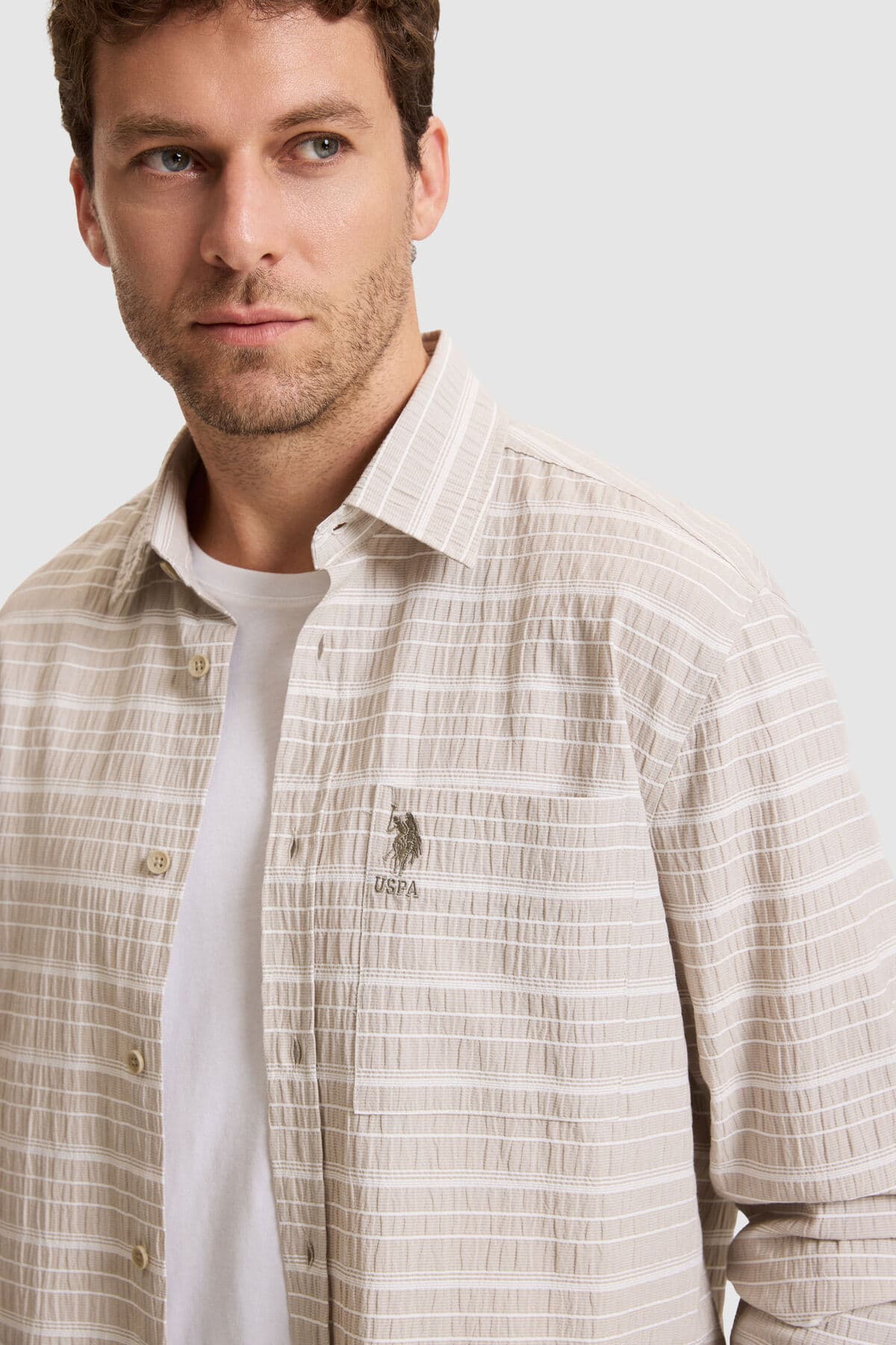 پیراهن مردانه U.S. Polo Assn. آستین بلند رنگ سنگی مدل 50324782-VR049 پیراهن مردانه U.S. Polo Assn. آستین بلند رنگ سنگی مدل 50324782-VR049