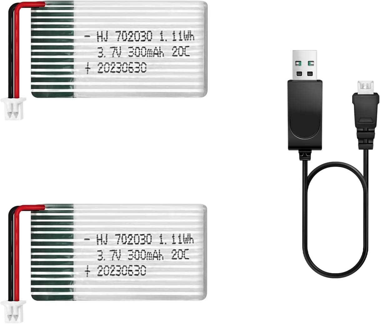 باتری لیتیومی 3.7V 300mAh دوعددی HAWK'S WORK برای اسباببازی و مدل رادیوکنترلی (PH1.25) باتری لیتیومی 3.7V 300mAh دوعددی HAWK'S WORK برای اسباببازی و مدل رادیوکنترلی (PH1.25)