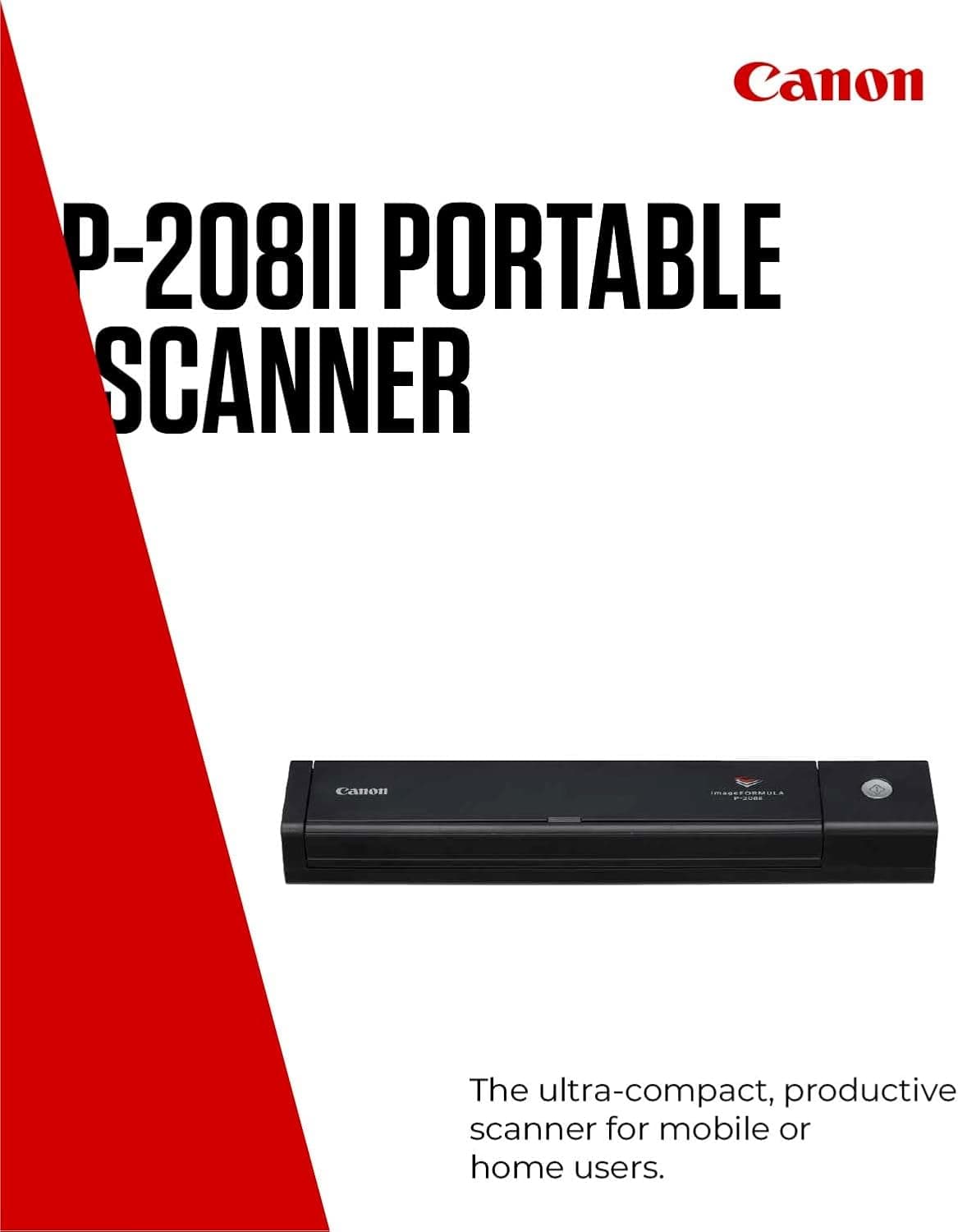 اسکنر اسنادی قابل حمل Canon دورو A4 تغذیه خودکار 10x مدل P-208II مشکی اسکنر اسنادی قابل حمل Canon دورو A4 تغذیه خودکار 10x مدل P-208II مشکی