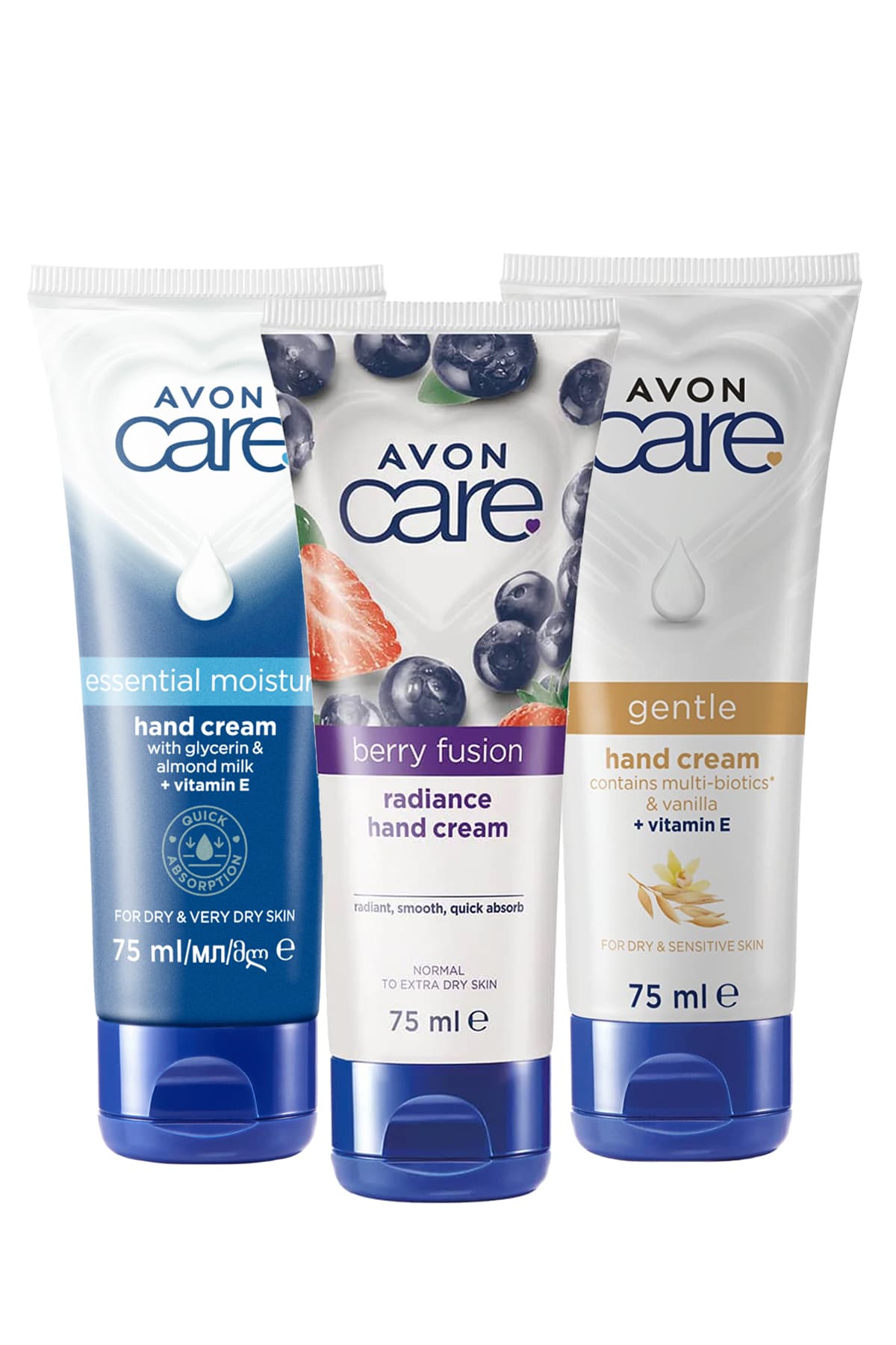 بسته کرم دست Avon حاوی گلیسیرین، شیر بادام، وانیل، ویتامین E و بلوبری بسته کرم دست Avon حاوی گلیسیرین، شیر بادام، وانیل، ویتامین E و بلوبری