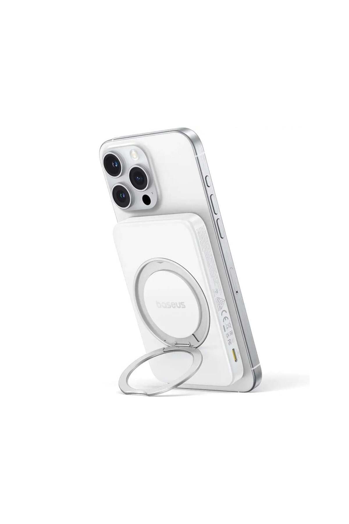 پاوربانک مغناطیسی Baseus با پایه چرخان Qi2 مدل PicoGo 5.000 mAh 20W سفید پاوربانک مغناطیسی Baseus با پایه چرخان Qi2 مدل PicoGo 5.000 mAh 20W سفید