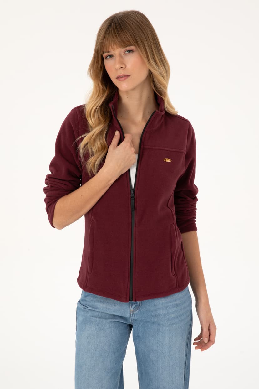 سوئیشرت پلار زنانه U.S. Polo Assn. زرشکی یقه ایستاده زیپ دار مدل 50316729-VR177 سوئیشرت پلار زنانه U.S. Polo Assn. زرشکی یقه ایستاده زیپ دار مدل 50316729-VR177
