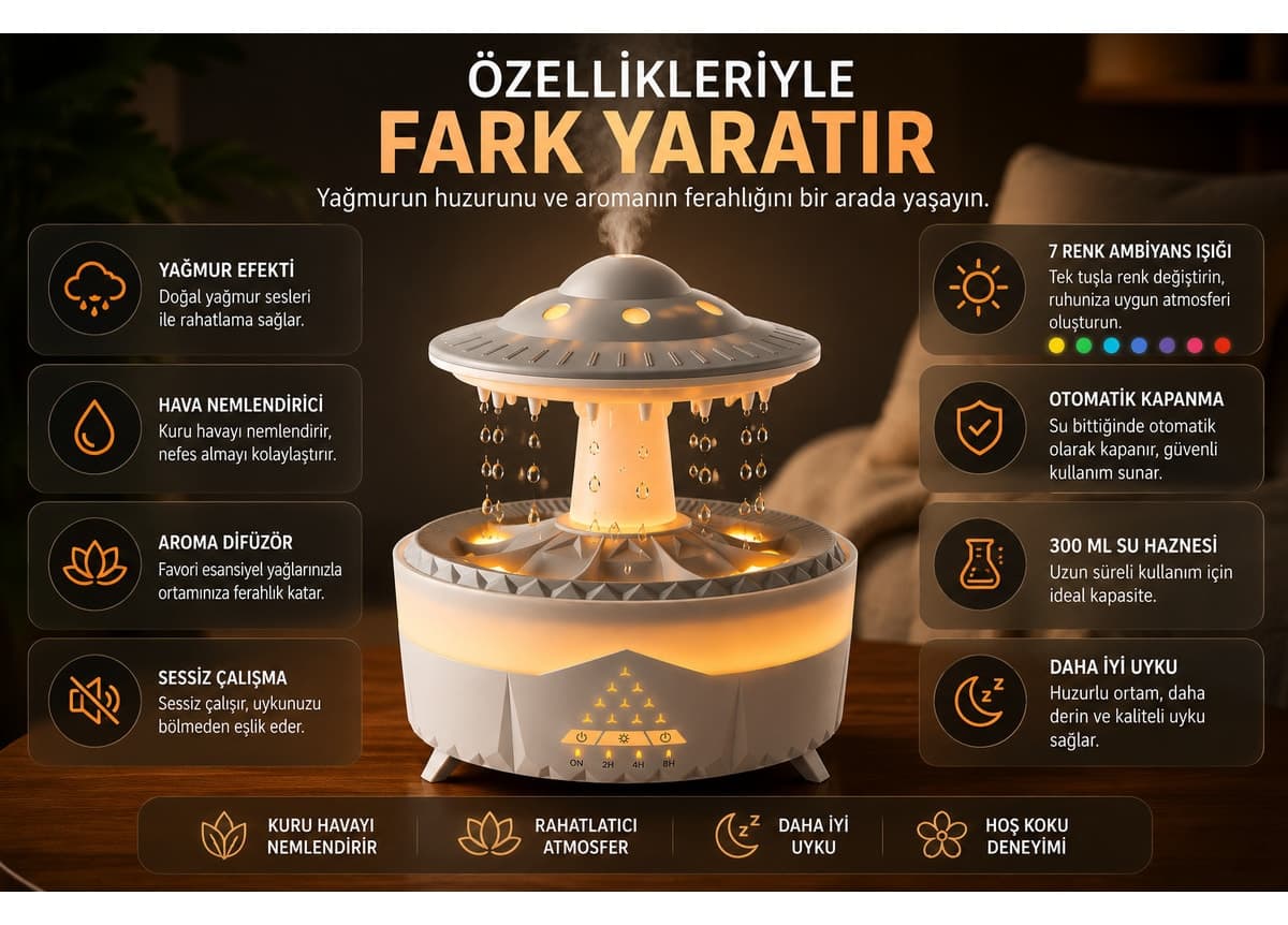 دستگاه بخور و رطوبتساز اولتراسونیک و دیفیوزر رایحه SMAYLİNG با نوردرمانی دستگاه بخور و رطوبتساز اولتراسونیک و دیفیوزر رایحه SMAYLİNG با نوردرمانی