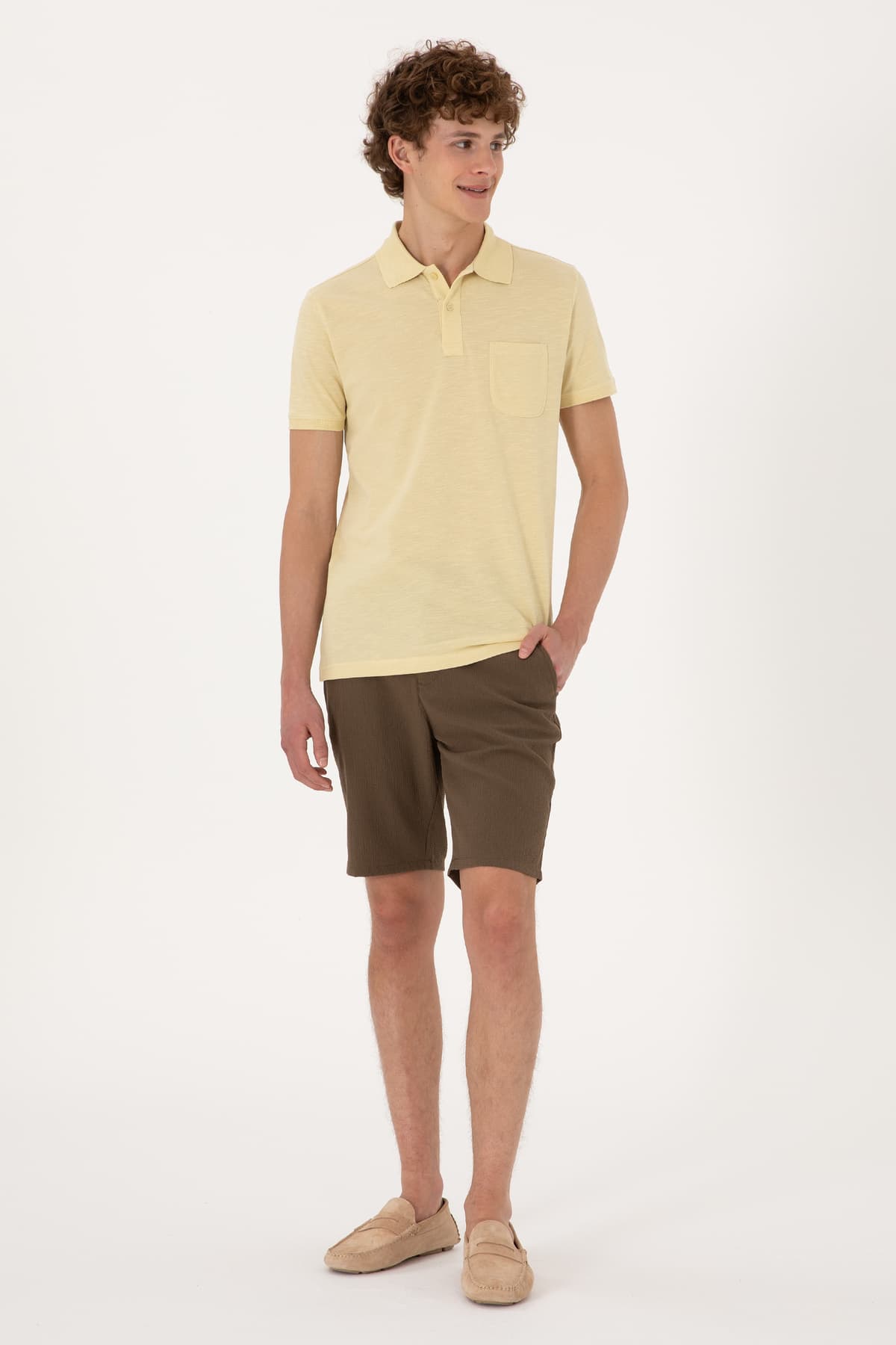 تیشرت مردانه U.S. Polo Assn. اسلیم فیت یقه پولو زرد روشن مدل 50299538-VR183 تیشرت مردانه U.S. Polo Assn. اسلیم فیت یقه پولو زرد روشن مدل 50299538-VR183