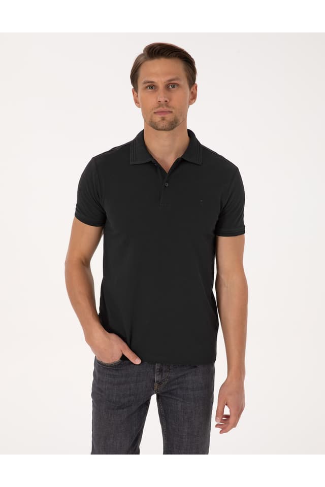 تیشرت یقه پولو دکمهدار Pierre Cardin مشکی فیت اسلیم نخی 100٪ ضدپیچخوردگی مدل 50325323-VR046 تیشرت یقه پولو دکمهدار Pierre Cardin مشکی فیت اسلیم نخی 100٪ ضدپیچخوردگی مدل 50325323-VR046