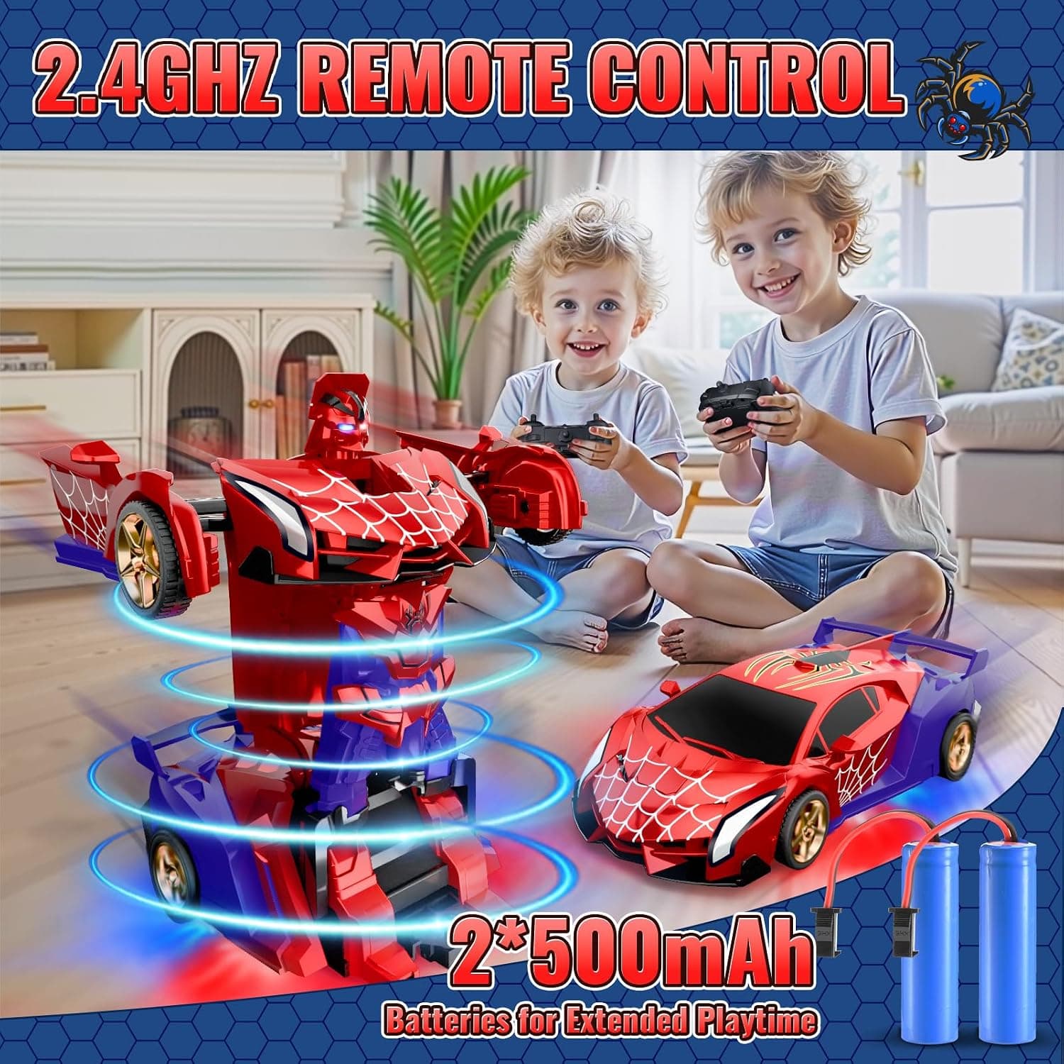 اسباببازی رباتی کنترلی کودک Mirthigig با چراغهای LED و قابلیت دریفت ۳۶۰ درجه، فرکانس 2.4 GHz اسباببازی رباتی کنترلی کودک Mirthigig با چراغهای LED و قابلیت دریفت ۳۶۰ درجه، فرکانس 2.4 GHz
