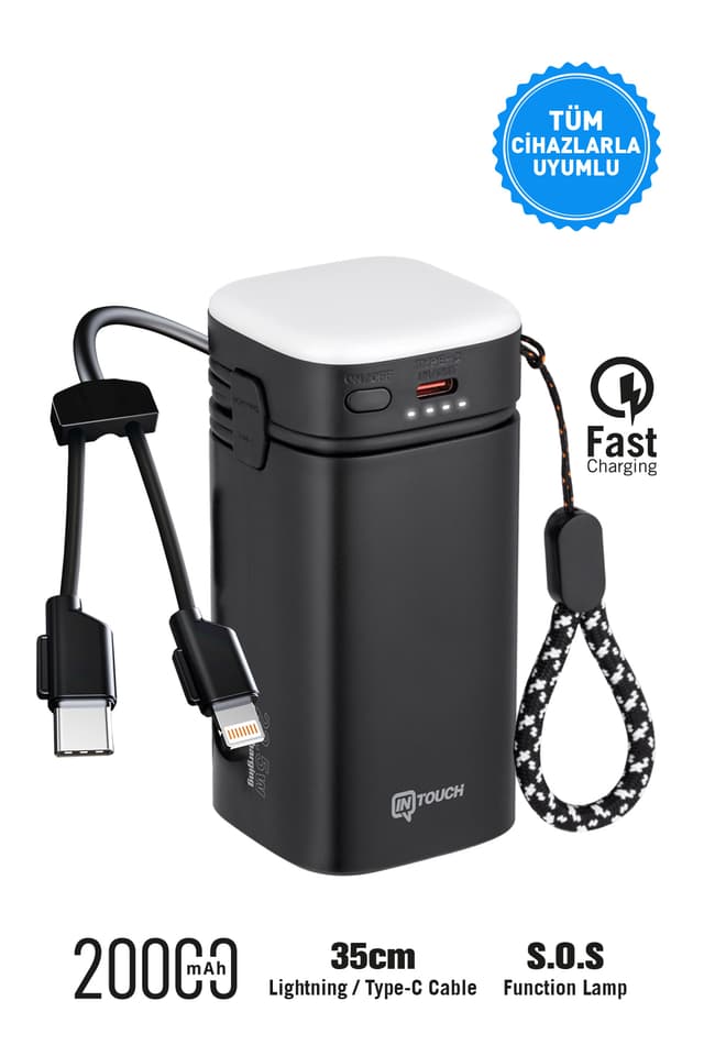 چراغ کمپینگ LED İntouch سری Outdoor با پاوربانک 20.000 Mah و شارژ سریع کابلی 22,5W PD چراغ کمپینگ LED İntouch سری Outdoor با پاوربانک 20.000 Mah و شارژ سریع کابلی 22,5W PD