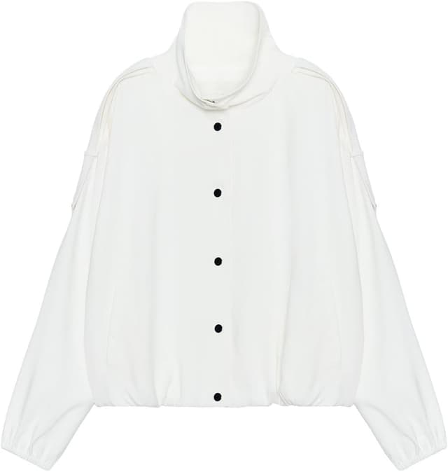 ژاکت بامبر مردانه Zara یقه ایستاده رنگ آفوایت سایز XS ژاکت بامبر مردانه Zara یقه ایستاده رنگ آفوایت سایز XS