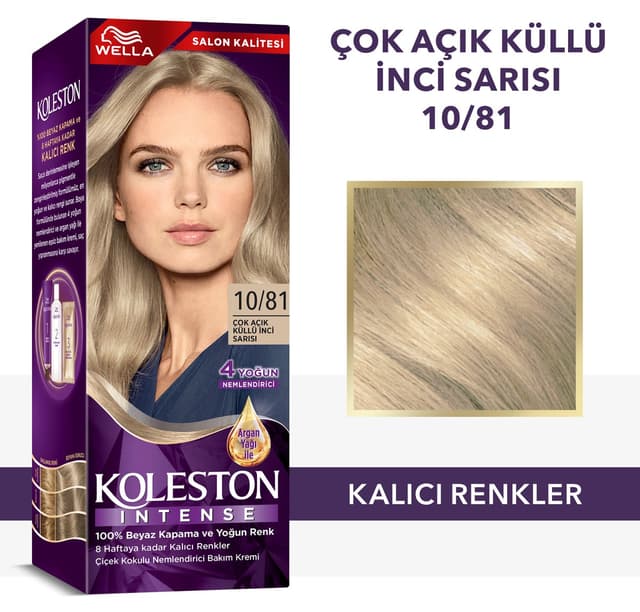 رنگ مو زنانه Wella Koleston Intense بلوند خیلی روشن خاکستری مرواریدی مدل 10/81 رنگ مو زنانه Wella Koleston Intense بلوند خیلی روشن خاکستری مرواریدی مدل 10/81