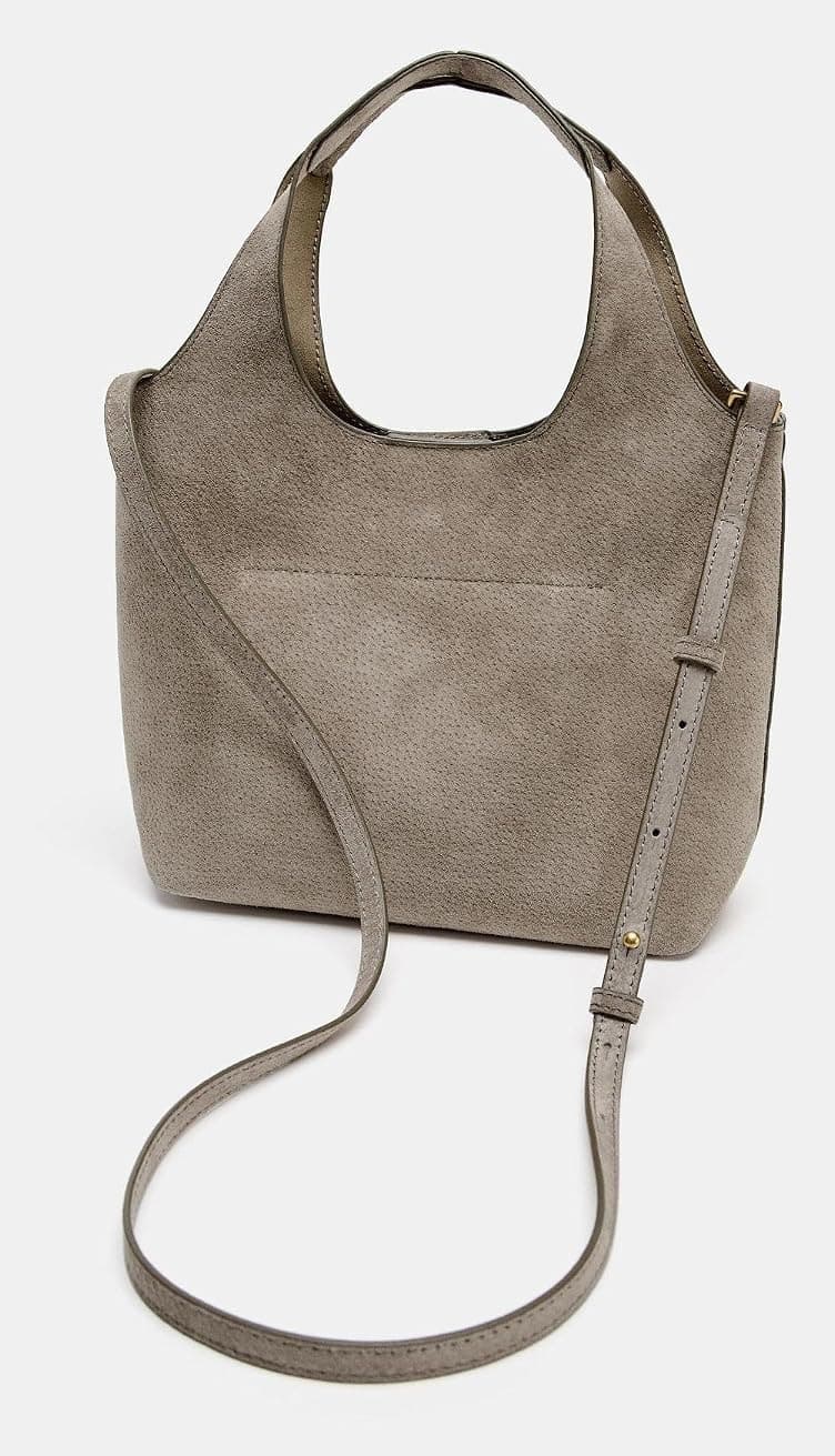 کیف توت زنانه Zara چرمی مینی خاکستری کیف توت زنانه Zara چرمی مینی خاکستری