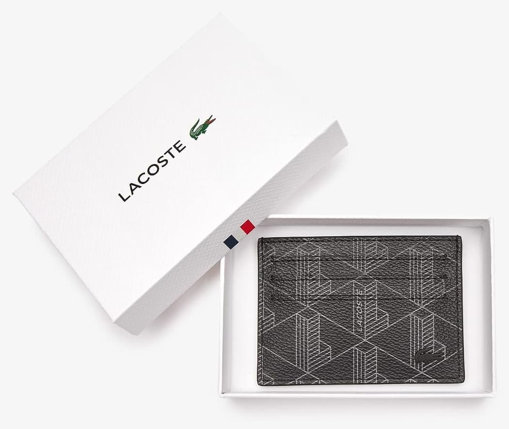 کیف کارت اعتباری مردانه Lacoste The Blend طرح مونوگرام سرتاسری مشکی خاکستری کیف کارت اعتباری مردانه Lacoste The Blend طرح مونوگرام سرتاسری مشکی خاکستری
