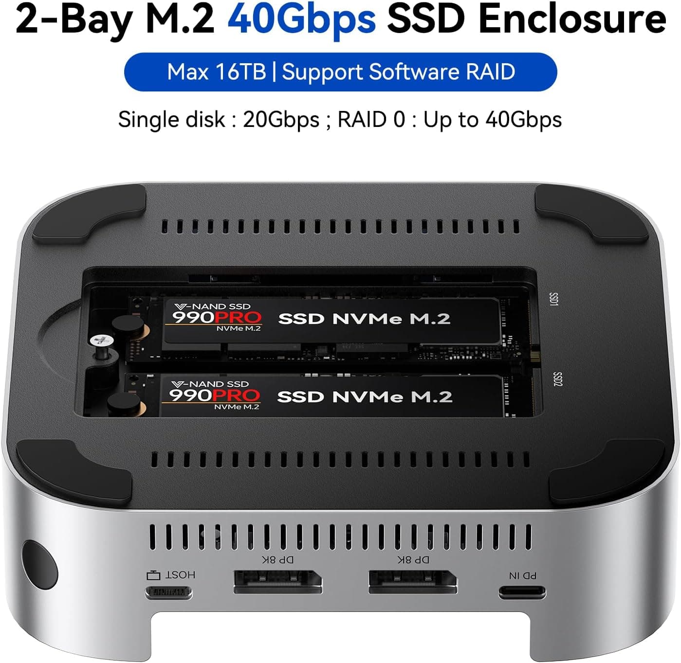 داک و استند Mac mini ACASIS با محفظه دوتایی NVMe 40Gbps داک و استند Mac mini ACASIS با محفظه دوتایی NVMe 40Gbps