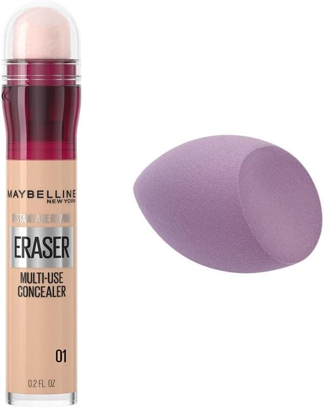 کانسیلر Maybelline New York Instant Anti Age Eraser رنگ 01 Light بههمراه پد آرایشی هدیه کانسیلر Maybelline New York Instant Anti Age Eraser رنگ 01 Light بههمراه پد آرایشی هدیه