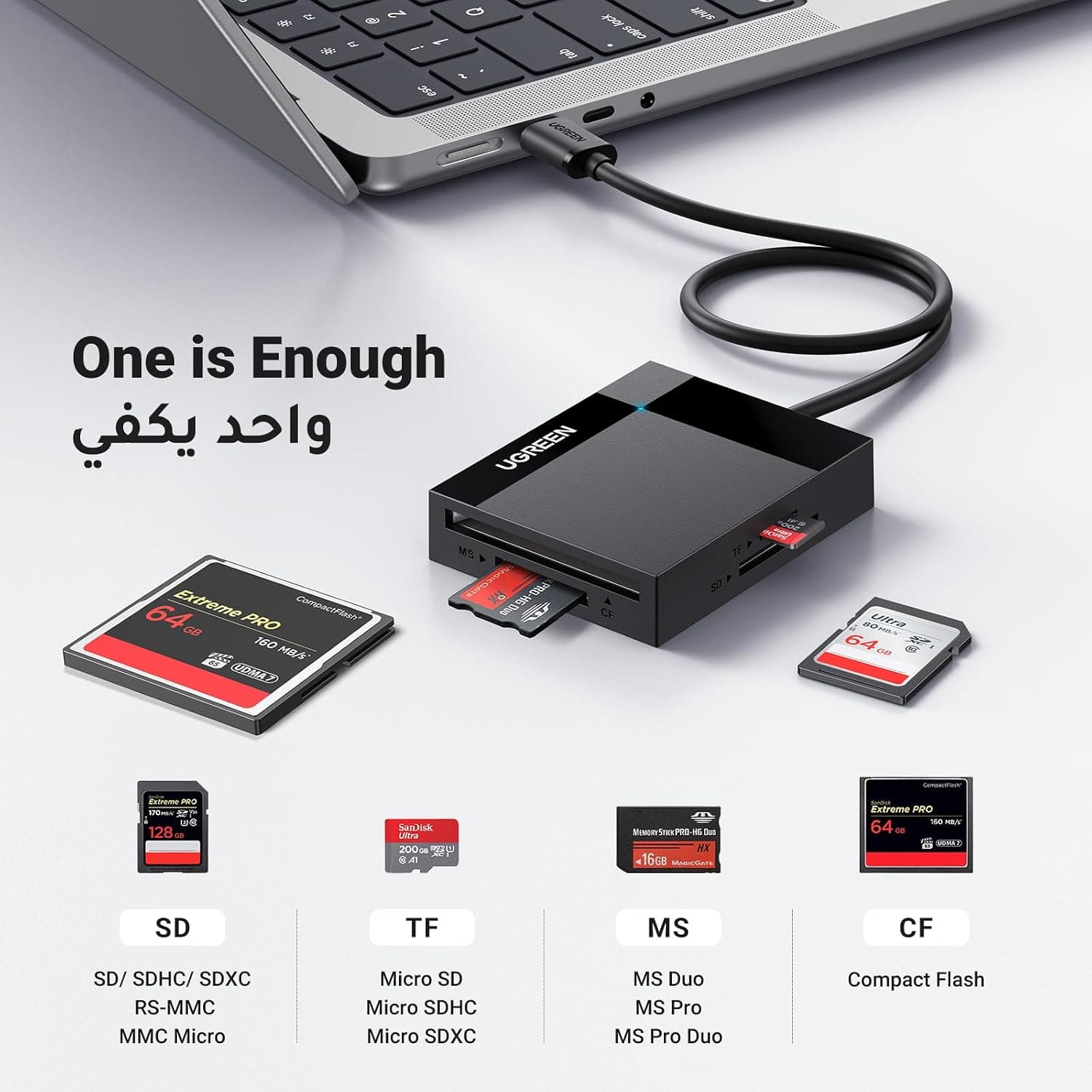 کارتخوان حافظه 4 کاره UGREEN USB 3.0 برای SD و Micro SD با سرعت 5Gbps کارتخوان حافظه 4 کاره UGREEN USB 3.0 برای SD و Micro SD با سرعت 5Gbps