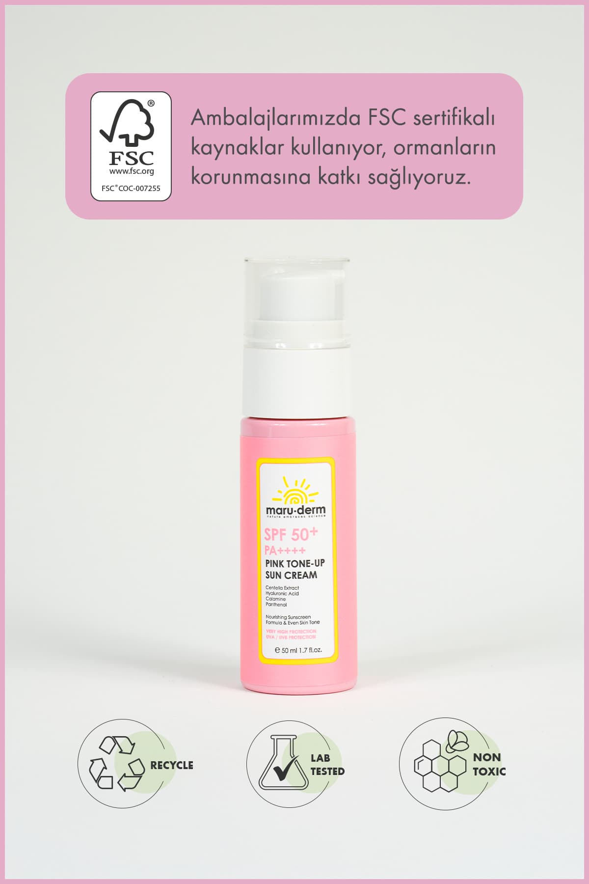 کرم ضد آفتاب Maru.Derm تونآپ صورتی فیلتر کرهای SPF 50+ PA++++ 50 ML کرم ضد آفتاب Maru.Derm تونآپ صورتی فیلتر کرهای SPF 50+ PA++++ 50 ML