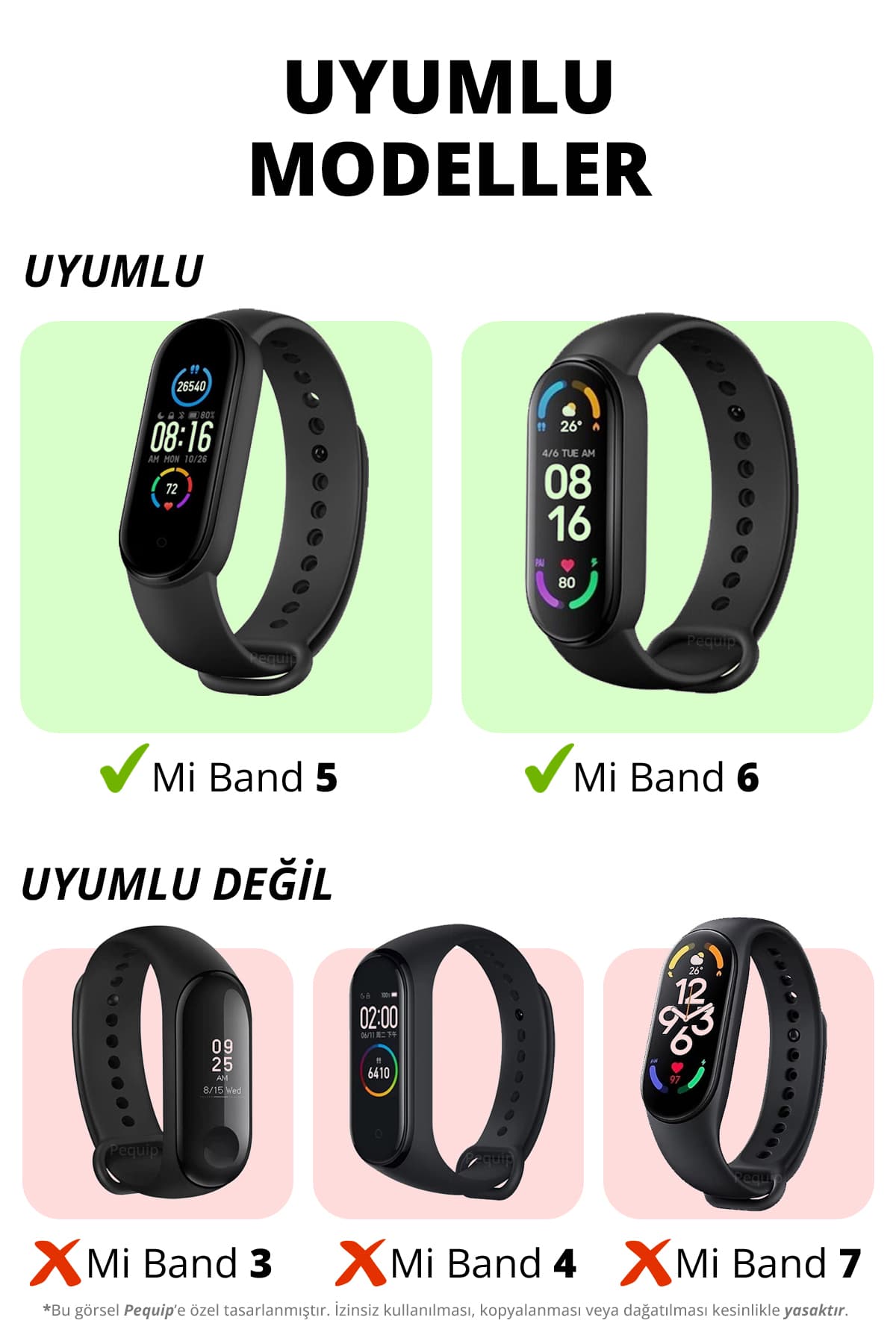 بند سیلیکونی CONOCER سازگار با Mi Band 5 و 6 ست 5 تایی بند سیلیکونی CONOCER سازگار با Mi Band 5 و 6 ست 5 تایی