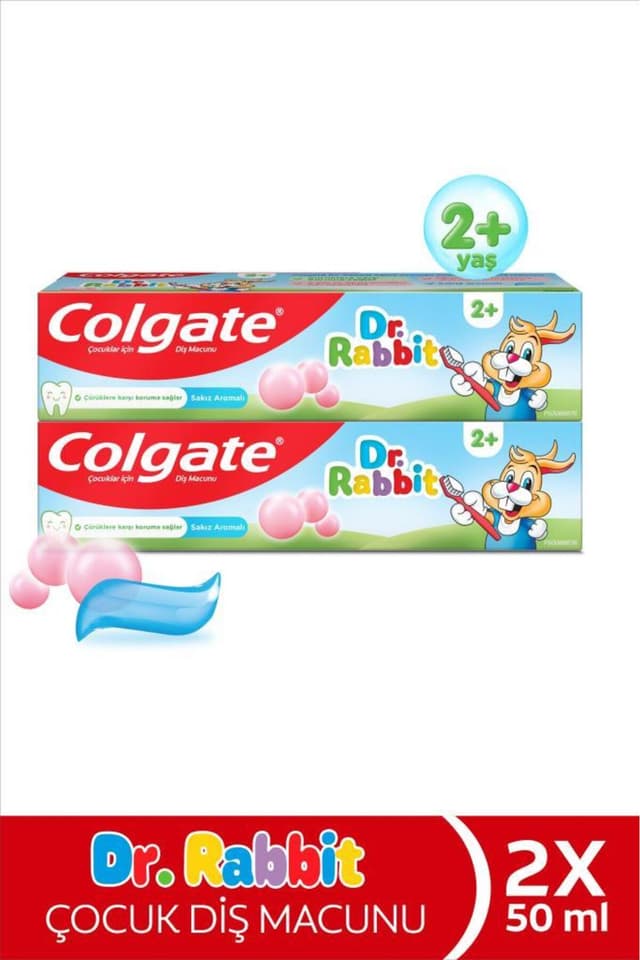 خمیردندان کودک Colgate با طعم آدامس بادکنکی Dr. Rabbit 50 ml x2 خمیردندان کودک Colgate با طعم آدامس بادکنکی Dr. Rabbit 50 ml x2