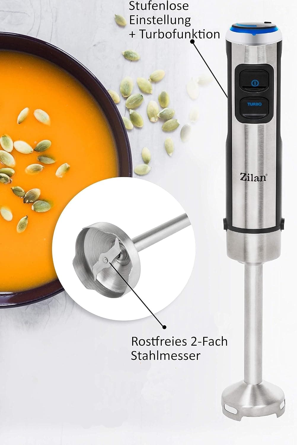 میکسر دستی Zilan با بدنه فولادی ضدزنگ توان 1200 Watt و چراغ LED میکسر دستی Zilan با بدنه فولادی ضدزنگ توان 1200 Watt و چراغ LED