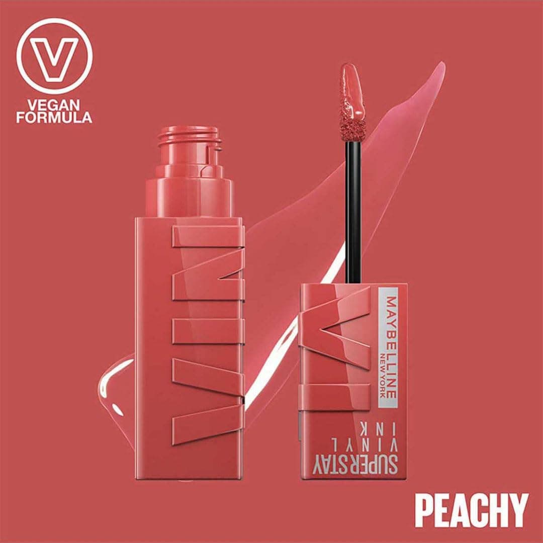 رژ لب مایع براق ماندگار MAYBELLINE New York Super Stay Vinyl Ink رنگ 15 Peachy رژ لب مایع براق ماندگار MAYBELLINE New York Super Stay Vinyl Ink رنگ 15 Peachy